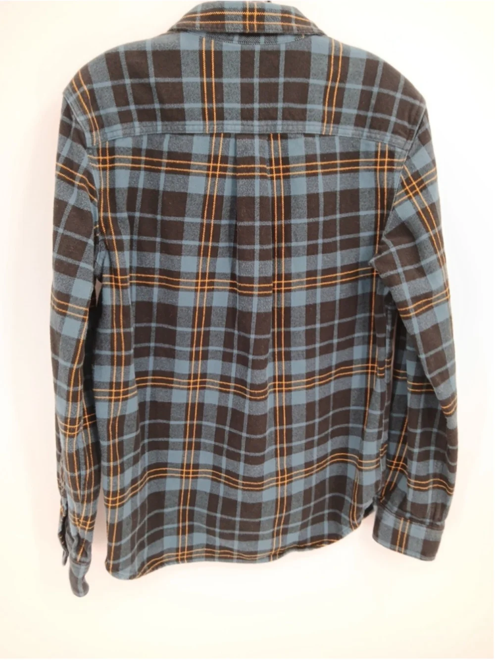 The North Face Long Sleeve Flannel Shirt Men's Small Blue/Yellow Plaid Outdoors